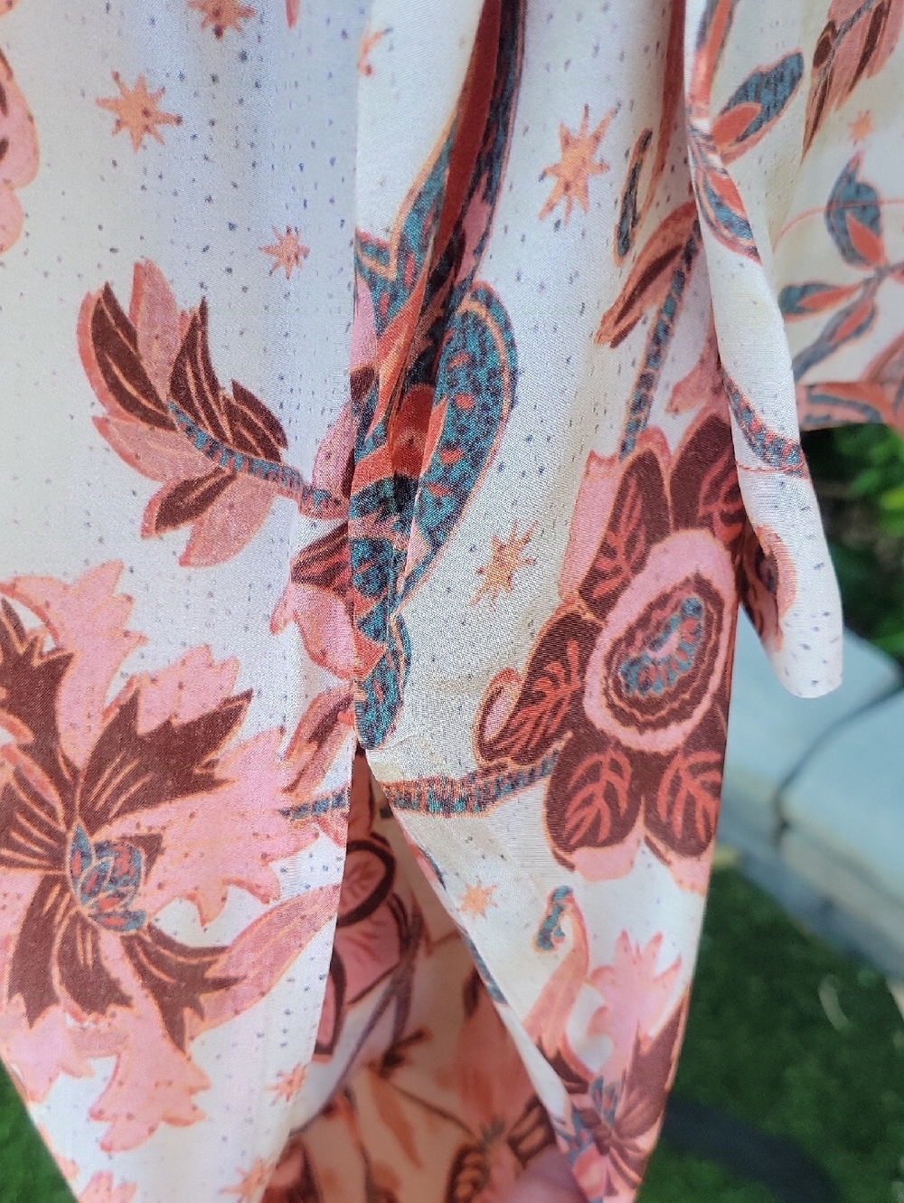 Sundance Marsala Floral Botanical Kimono Duster With Pockets XL - Picture 3 of 15